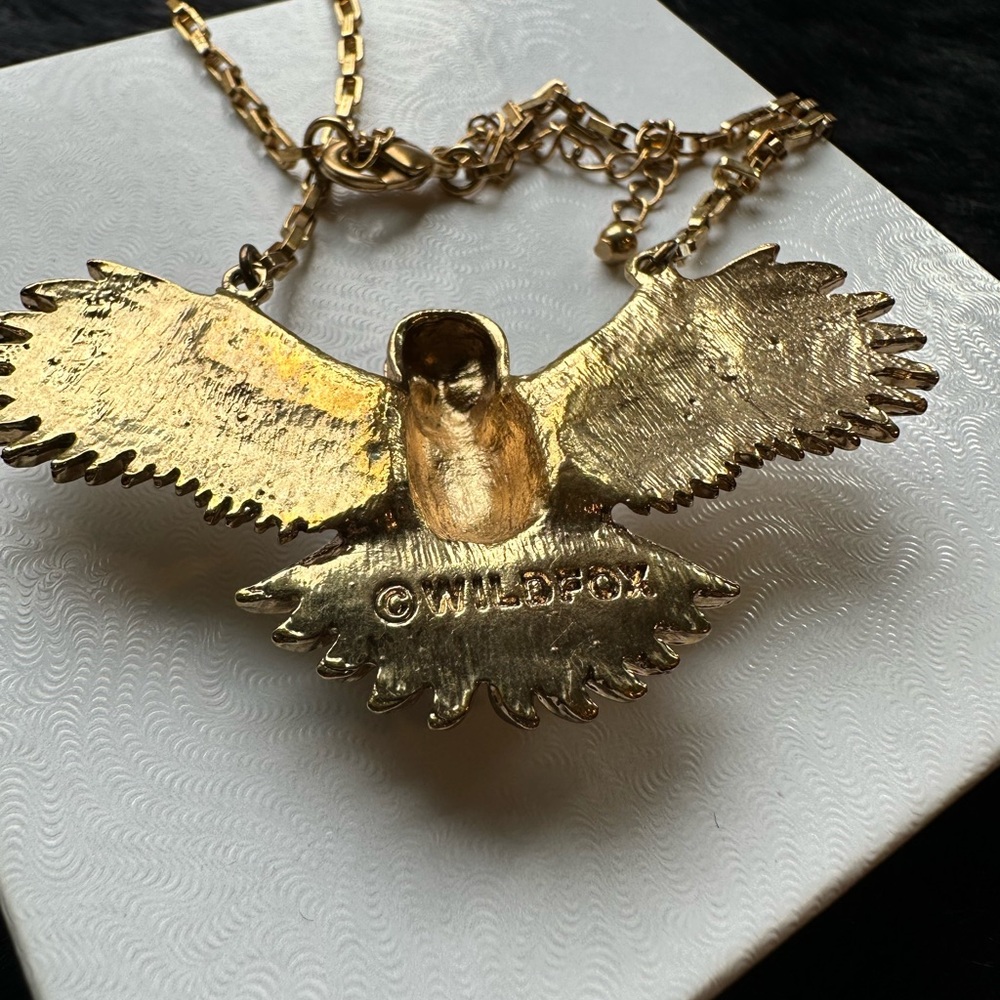 Wildfox RARE gold tone owl statement necklace - Picture 3 of 7